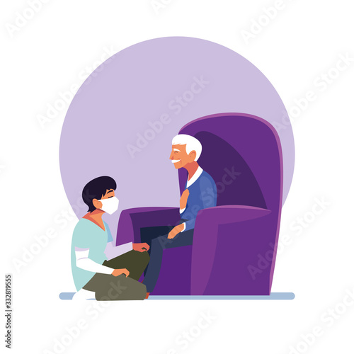 young man take care of old man
