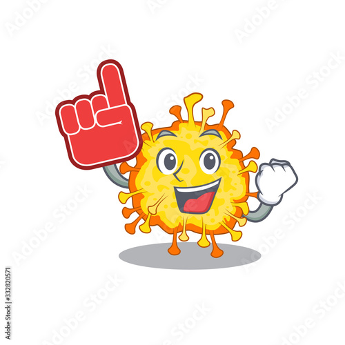 Minacovirus mascot cartoon style with Foam finger