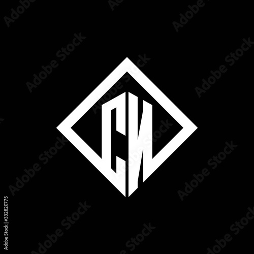 CN logo monogram with square rotate style design template