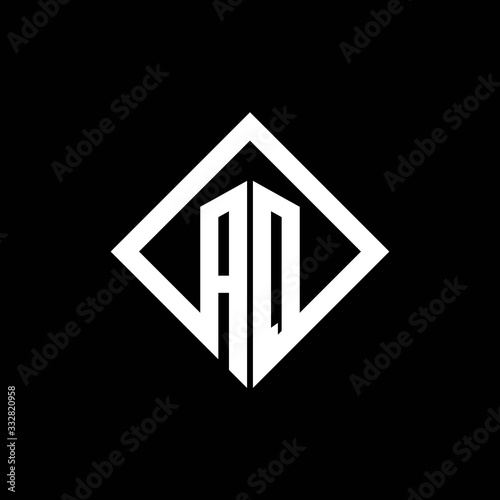 AQ logo monogram with square rotate style design template