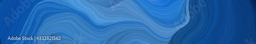 wide colored background banner with strong blue, steel blue and midnight blue color. modern soft curvy waves background illustration © Eigens