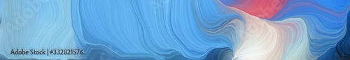 wide colored banner background with corn flower blue, silver and midnight blue color. abstract waves illustration