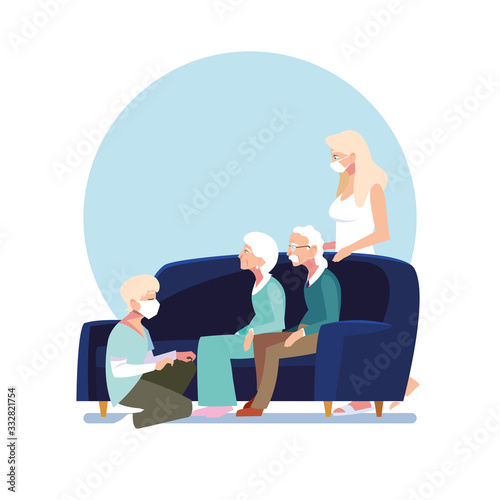 young people take care of elderly