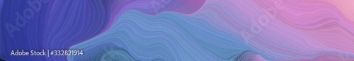 landscape orientation graphic with waves. modern curvy waves background design with slate blue, steel blue and pastel violet color © Eigens
