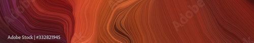 wide colored banner background with saddle brown, coffee and very dark pink color. abstract waves illustration