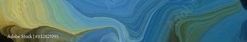 creative banner with teal blue, dark khaki and dark olive green color. modern soft swirl waves background illustration