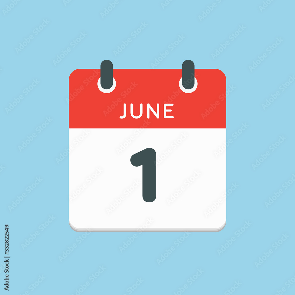 Icon calendar day 1 June, summer days of the year Stock Vector | Adobe ...