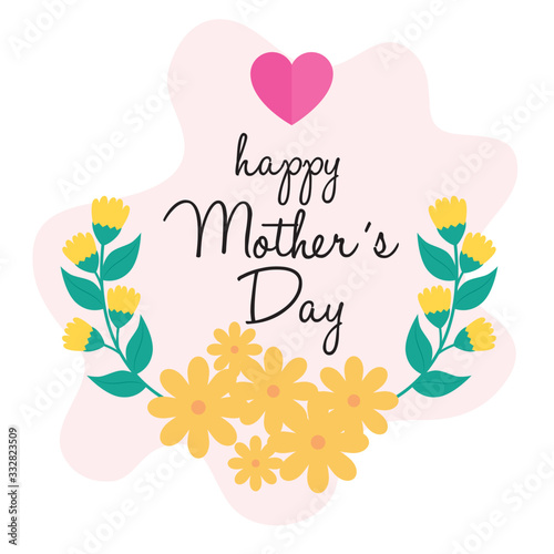 happy mother day card with cute flowers decoration design
