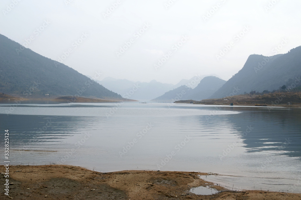 River landacape of the Mount Danxia area River landacape of the Mount Danxia area