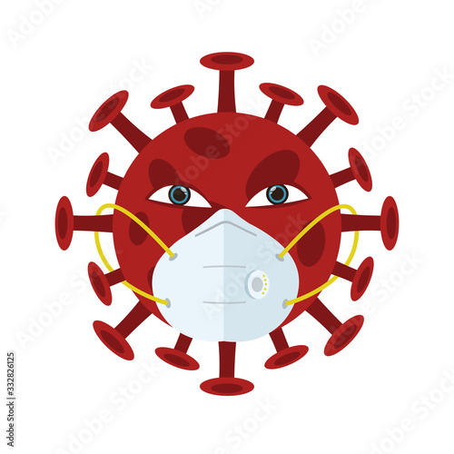 Coronavirus character in medical mask illustration design element. flat icon.