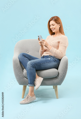 Beautiful woman with mobile...