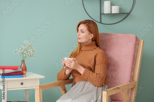 Beautiful woman drinking co...