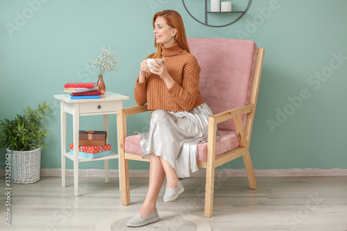 Beautiful woman drinking co...