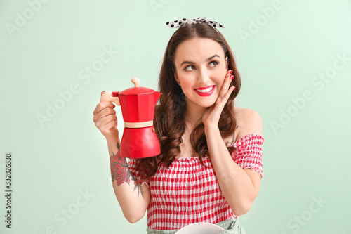 Beautiful housewife with co...