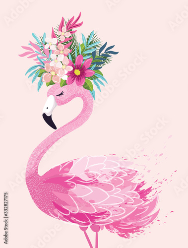 Cute flamingo vector illustration, seamless pattern, textile graphic, wallpaper designs.