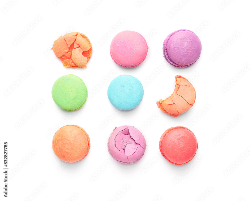 Fototapeta premium Tasty macarons on white background