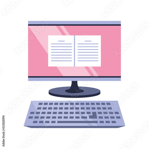 book on the computer screen, online education