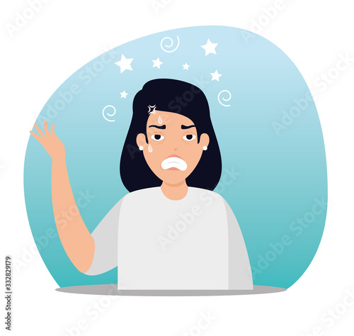 woman with stress attack avatar character vector illustration design