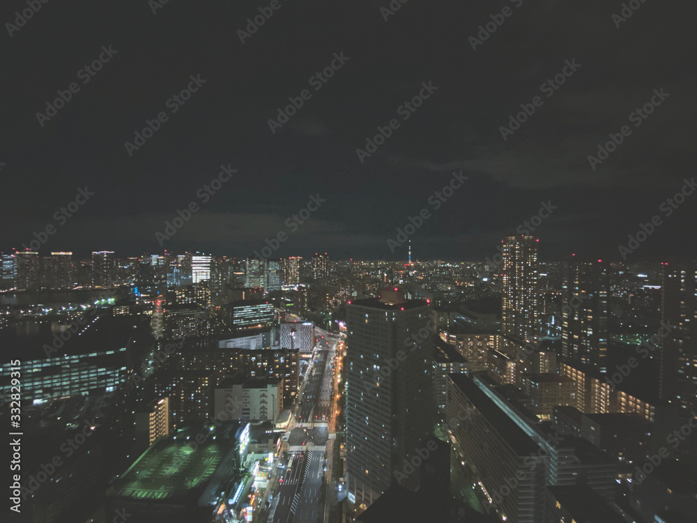 Fototapeta premium Beautiful Aerial Night View of Tokyo