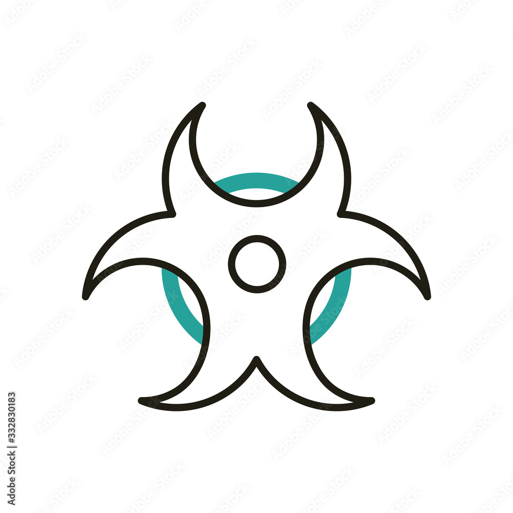 Fototapeta premium Isolated biohazard half line half color style icon vector design