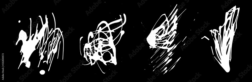 Abstract black and white sweeping elements. Horizontal format. Vector