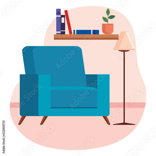 living room home place with sofa vector illustration design