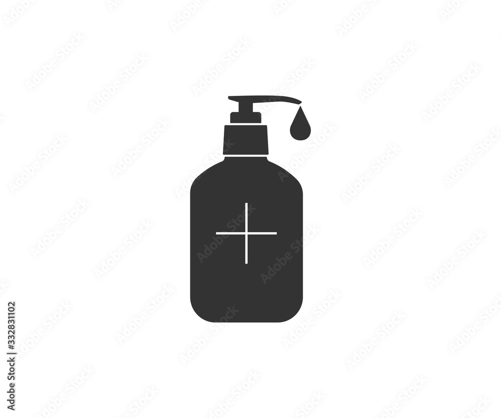 Antibacterial, sanitizer bottle icon. Vector illustration, flat design.