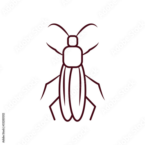 grasshoper insect icon, line style