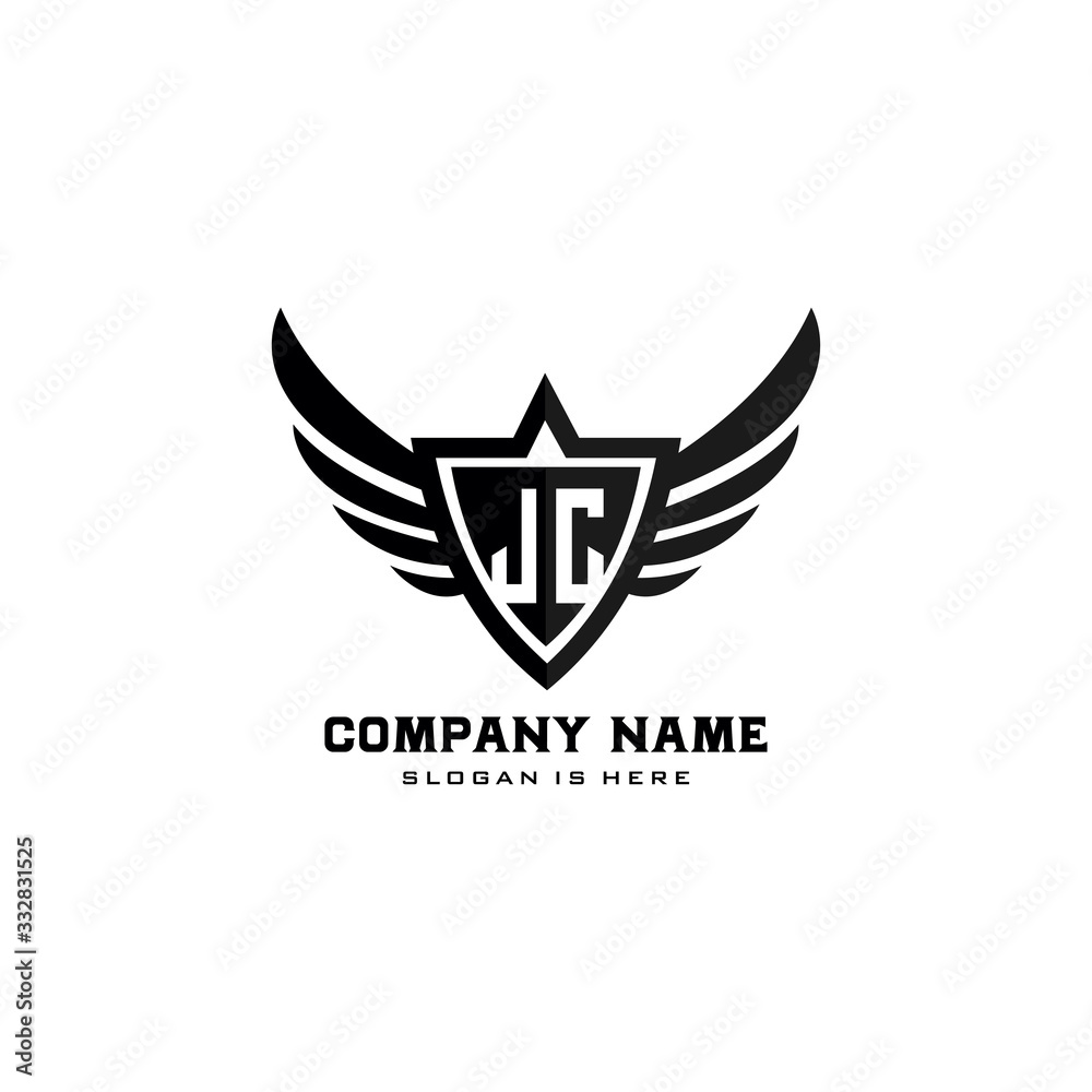 Initial letters JC shield shape black monogram logo vector Stock Vector ...
