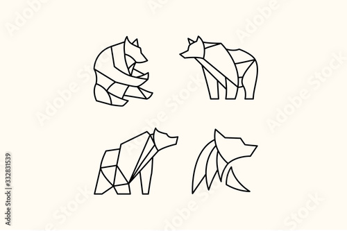 pack of polygon bear tattoos illustration