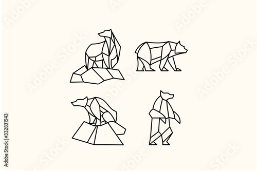 pack of polygon bear tattoos illustration