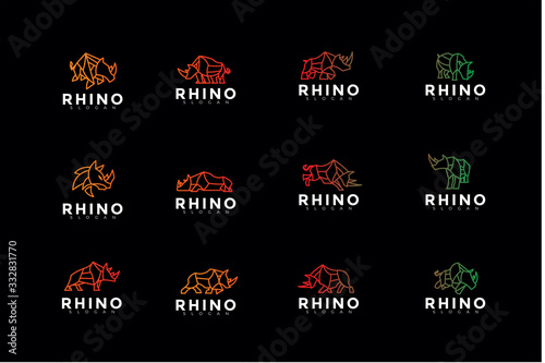 pack of rhino logo. modern icon, template illustration