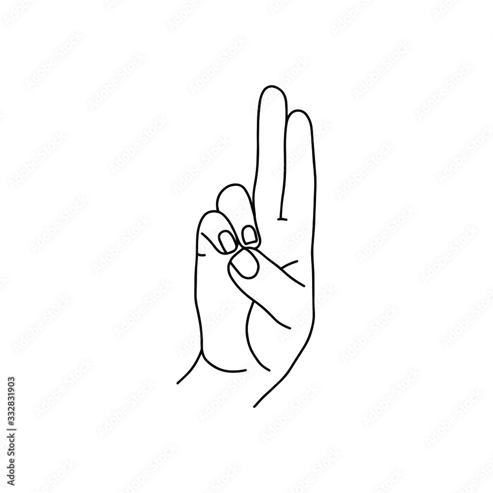 Mudra - Prana. Hands vector illustration. Yogic hand gesture. Black and white linear style. Mudra - Prana. Hands vector illustration. Yogic hand gesture. Black and white linear style.