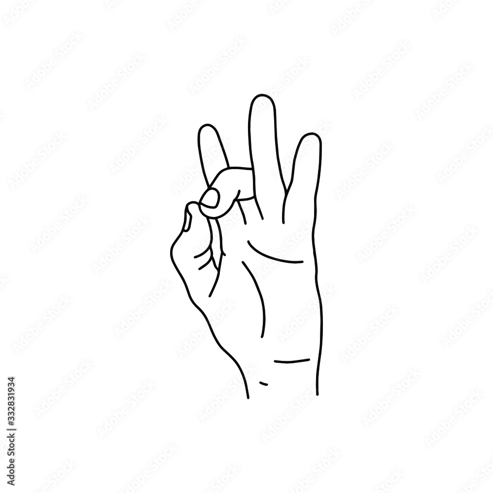 Mudra - Shuni (or Shoonya). Hands vector illustration. Yogic hand gesture. Black and white linear style. Mudra - Shuni (or Shoonya). Hands vector illustration. Yogic hand gesture. Black and white linear style.