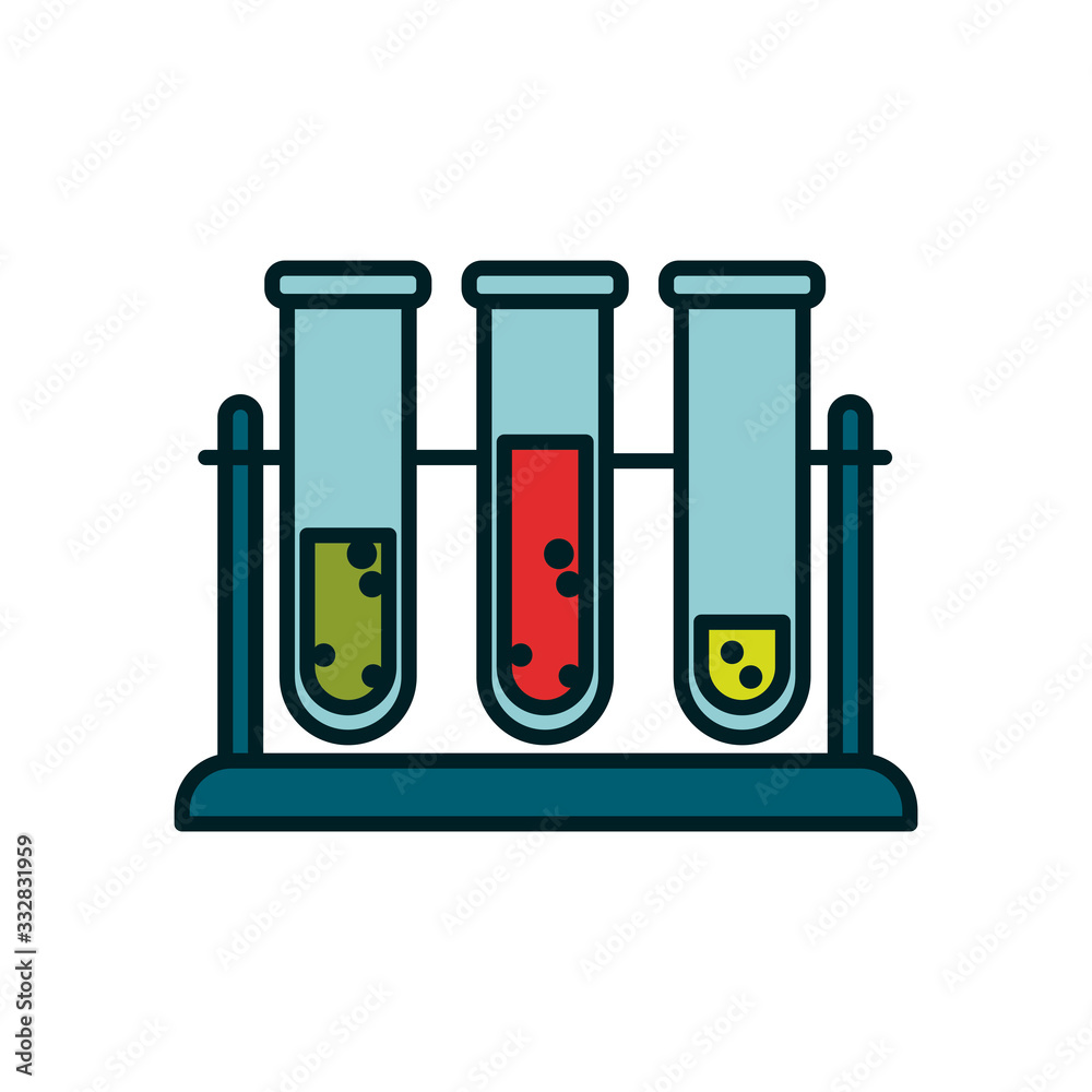 Isolated chemistry tubes line and fill style icon vector design Isolated chemistry tubes line and fill style icon vector design