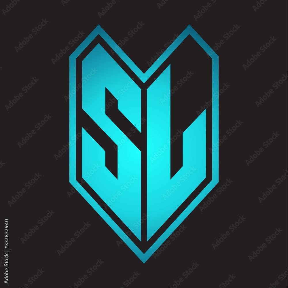 SL Logo monogram with emblem line style isolated on blue gradient colors SL Logo monogram with emblem line style isolated on blue gradient colors