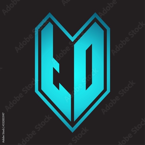TD Logo monogram with emblem line style isolated on blue gradient colors