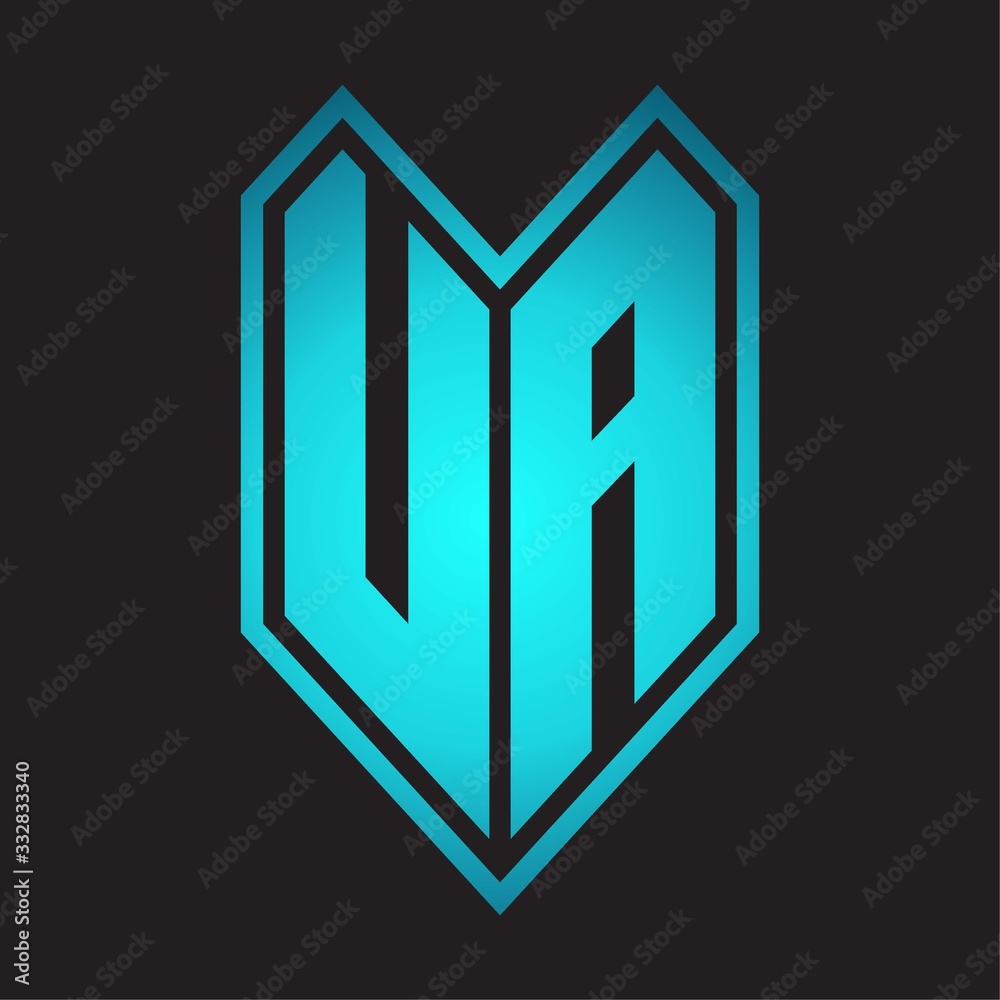UA Logo monogram with emblem line style isolated on blue gradient colors UA Logo monogram with emblem line style isolated on blue gradient colors