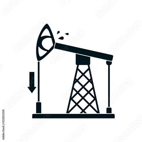 arrow down and oil pump icon, silhouette style
