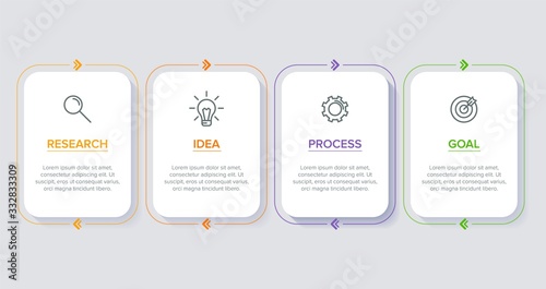 Infographic design with icons and 4 options or steps. Thin line vector. Infographics business concept. Can be used for info graphics, flow charts, presentations, web sites, banners, printed materials.