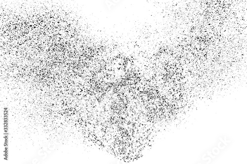 Black grainy texture isolated on white background. Dust overlay. Dark noise granules. Digitally generated image. Vector design elements. Illustration, Eps 10.