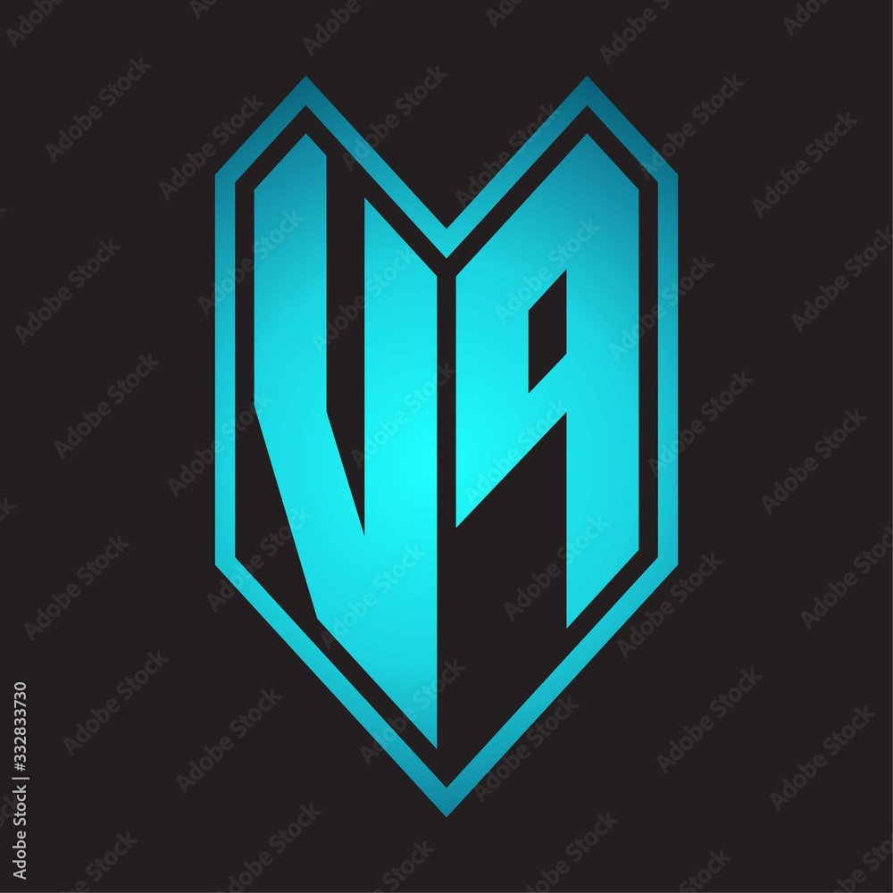 VP Logo monogram with emblem line style isolated on blue gradient colors VP Logo monogram with emblem line style isolated on blue gradient colors