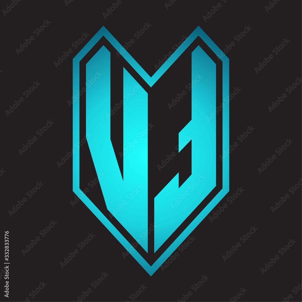 VT Logo monogram with emblem line style isolated on blue gradient colors