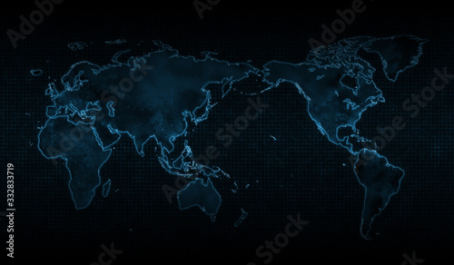 world map of Corona Virus COVID-19, blue background ver.1