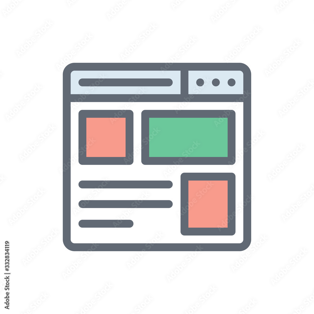 Webpage Vector Colour With Line Icon Illustration Webpage Vector Colour With Line Icon Illustration