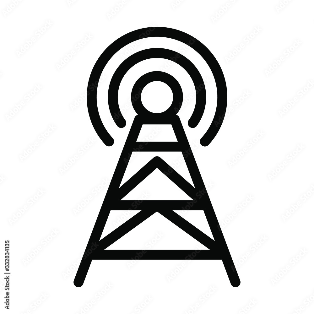 Radio antena icon , template logo design vector emblem isolated illustration , tower communication outline solid background white Radio antena icon , template logo design vector emblem isolated illustration , tower communication outline solid background white