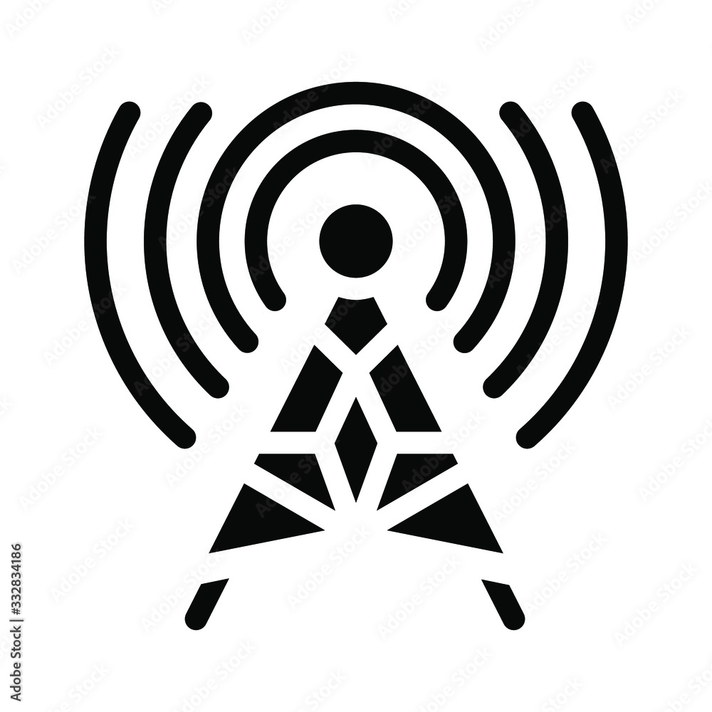 Radio antena icon , template logo design vector emblem isolated illustration , tower communication outline solid background white Radio antena icon , template logo design vector emblem isolated illustration , tower communication outline solid background white