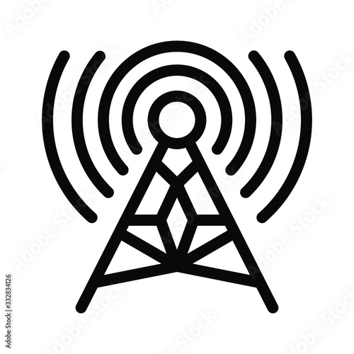 Radio antena icon , template logo design vector emblem isolated illustration , tower communication outline solid background white