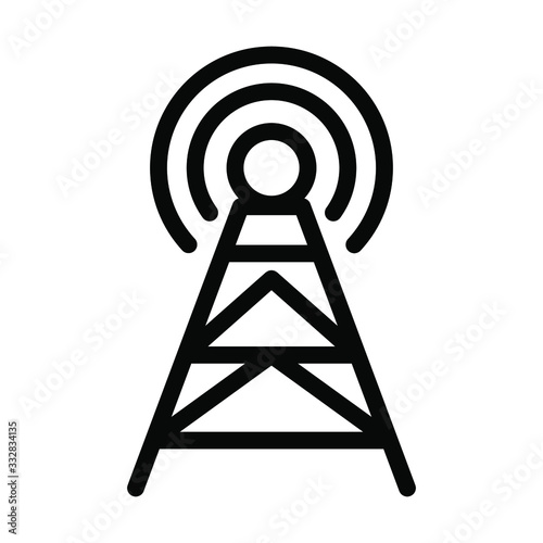 Radio antena icon , template logo design vector emblem isolated illustration , tower communication outline solid background white