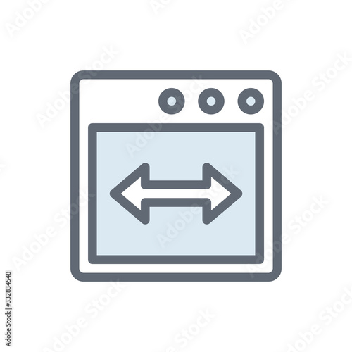 Webpage Width Vector Colour With Line Icon Illustration